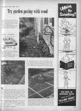 Better Homes & Gardens September 1953 Magazine Article: For spots that take wear--Try garden paving with wood