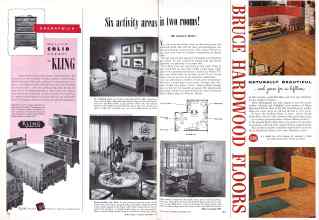 Better Homes & Gardens September 1953 Magazine Article: Six activity areas in two rooms!