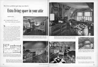 Better Homes & Gardens September 1953 Magazine Article: Don't let a problem spot stop you, there's Extra living space in your attic