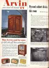Better Homes & Gardens November 1953 Magazine Article: Plywood cabinet divides this room