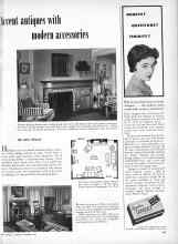 Better Homes & Gardens November 1953 Magazine Article: Accent antiques with modern accessories