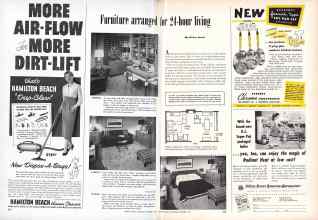 Better Homes & Gardens November 1953 Magazine Article: Furniture arranged for 24-hour living