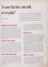 Better Homes & Gardens January 1954 Magazine Article: No more flat tires, sour milk or wet paint?