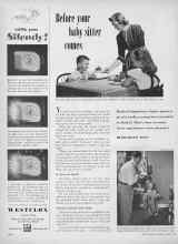 Better Homes & Gardens March 1954 Magazine Article: Before four baby sitter comes