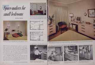 Better Homes & Gardens May 1954 Magazine Article: Space-makers for small bedrooms
