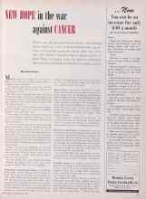 Better Homes & Gardens July 1954 Magazine Article: NEW HOPE in the war against CANCER