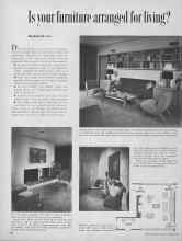 Better Homes & Gardens August 1954 Magazine Article: Is your furniture arranged for living?