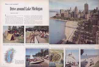 Better Homes & Gardens August 1954 Magazine Article: Drive around Lake Michigan