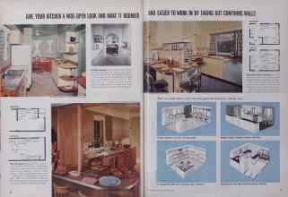 Better Homes & Gardens February 1955 Magazine Article: GIVE YOUR KITCHEN A WIDE-OPEN LOOK AND MAKE IT ROOMIER AND EASIER TO WORK IN BY TAKING OUT CONFINING WALLS