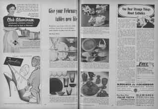 Better Homes & Gardens February 1955 Magazine Article: Give your February tables new life