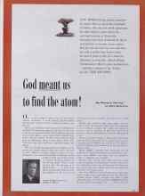Better Homes & Gardens April 1955 Magazine Article: God meant us to find the atom!