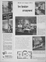 Better Homes & Gardens April 1955 Magazine Article: New furniture arrangement