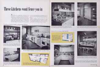 Better Homes & Gardens April 1955 Magazine Article: These kitchens won't fence you in