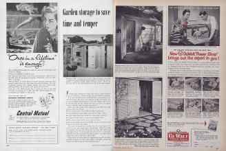 Better Homes & Gardens April 1955 Magazine Article: Garden storage to save time and temper