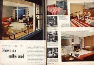 Better Homes & Gardens July 1955 Magazine Article: Modern in a mellow mood