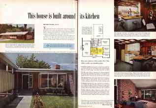 Better Homes & Gardens August 1955 Magazine Article: This house is built around its kitchen