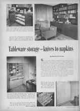 Better Homes & Gardens October 1955 Magazine Article: Tableware storage--knives to napkins