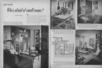 Better Homes & Gardens November 1955 Magazine Article: Who's afraid of small rooms?