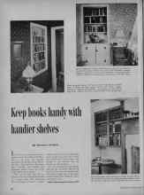 Better Homes & Gardens April 1956 Magazine Article: Keep books handy with handier shelves