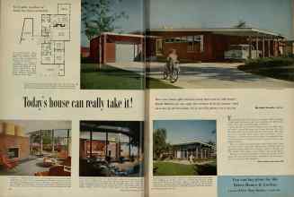 Better Homes & Gardens May 1956 Magazine Article: Today's house can really take it!