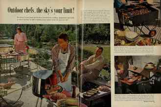Better Homes & Gardens June 1956 Magazine Article: Outdoor chefs, the sky's your limit!