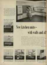 Better Homes & Gardens August 1956 Magazine Article: New kitchen units--with walls and all!