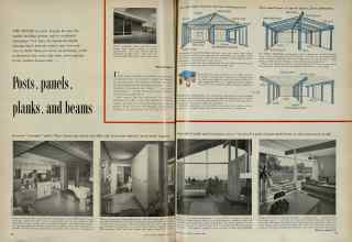 Better Homes & Gardens August 1956 Magazine Article: Posts panels, planks, and beams