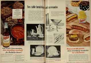 Better Homes & Gardens August 1956 Magazine Article: New table furnishings and accessories