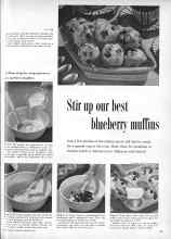 Better Homes & Gardens September 1956 Magazine Article: Stir up our best blueberry muffins