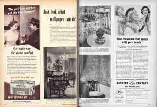 Better Homes & Gardens September 1956 Magazine Article: lust look what wallpaper can do!