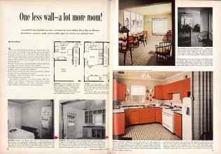 Better Homes & Gardens October 1956 Magazine Article: One less wall--a lot more room!