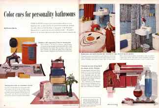 Better Homes & Gardens January 1957 Magazine Article: Color cues for personality bathrooms