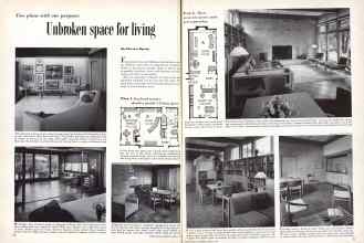 Better Homes & Gardens March 1957 Magazine Article: Two plans with one purpose: Unbroken space for living