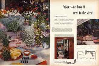 Better Homes & Gardens April 1957 Magazine Article: Privacy--we have it next to the street