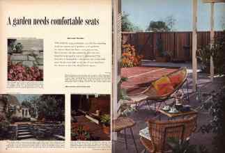 Better Homes & Gardens May 1957 Magazine Article: A garden needs comfortable seats