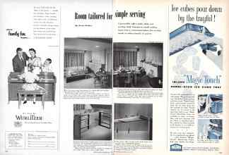Better Homes & Gardens May 1957 Magazine Article: Room tailored for simple serving