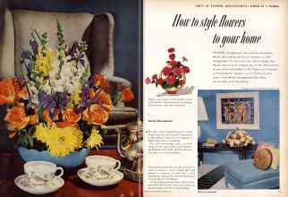 Better Homes & Gardens August 1957 Magazine Article: How to style flowers to your home