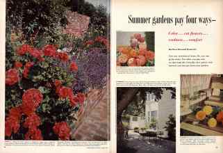 Better Homes & Gardens August 1957 Magazine Article: Summer gardens pay four ways