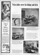 Better Homes & Gardens October 1957 Magazine Article: Twin tables serve for dining and desk