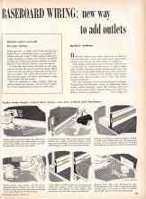 Better Homes & Gardens October 1957 Magazine Article: BASEBOARD WIRING: new way to add outlets