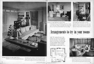 Better Homes & Gardens October 1957 Magazine Article: Arrangements to try in your rooms