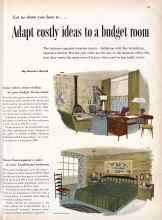 Better Homes & Gardens February 1958 Magazine Article: Let us show you how to ... Adapt costly ideas to a budget room