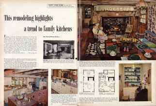 Better Homes & Gardens February 1958 Magazine Article: This remodeling highlights a trend to family kitchens