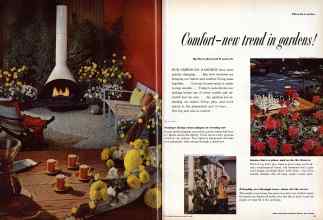 Better Homes & Gardens March 1958 Magazine Article: Comfort--new trend in gardens!