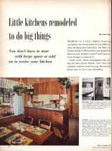 Better Homes & Gardens April 1958 Magazine Article: Little kitchens remodeled to do big things