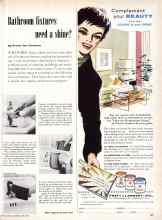 Better Homes & Gardens April 1958 Magazine Article: Bathroom fixtures need a shine?