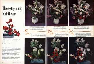 Better Homes & Gardens May 1958 Magazine Article: Three-step magic with flowers