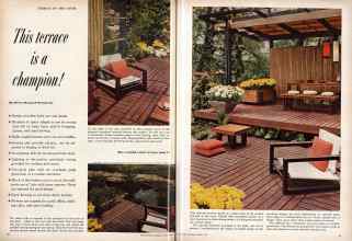 Better Homes & Gardens August 1958 Magazine Article: This terrace is a champion!
