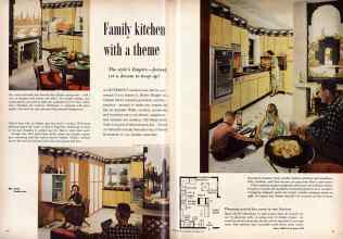 Better Homes & Gardens October 1958 Magazine Article: Family kitchen with a theme