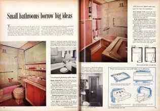 Better Homes & Gardens February 1959 Magazine Article: Small bathrooms borrow big ideas